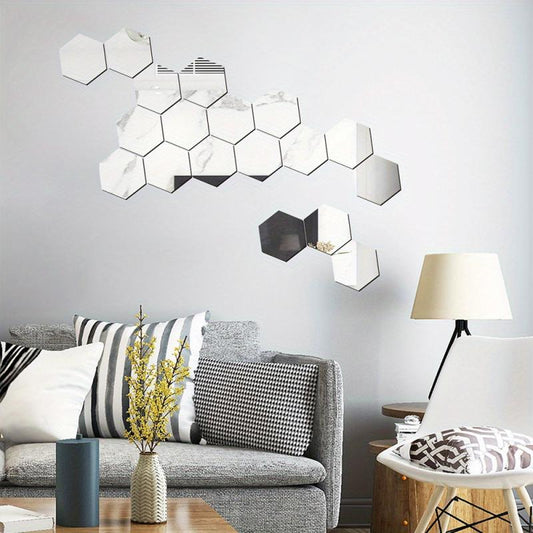 Hexagonal Mirror Stickers Acrylic Wall Decor