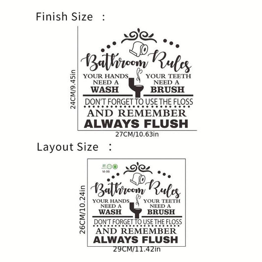 English Slogan Toilet Sticker Bathroom Rules Vinyl Waterproof Sticker