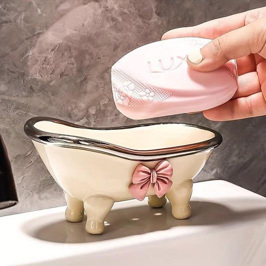 Bathtub Ceramic Soap Dish Holder Bathroom Decor