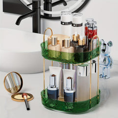Clear Rotating Makeup Organizer Cosmetic Storage Rack with Handle