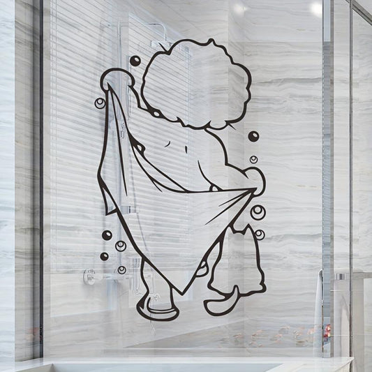 Showering Boy Wall Sticker Adorable Kids Self-adhesive Decal
