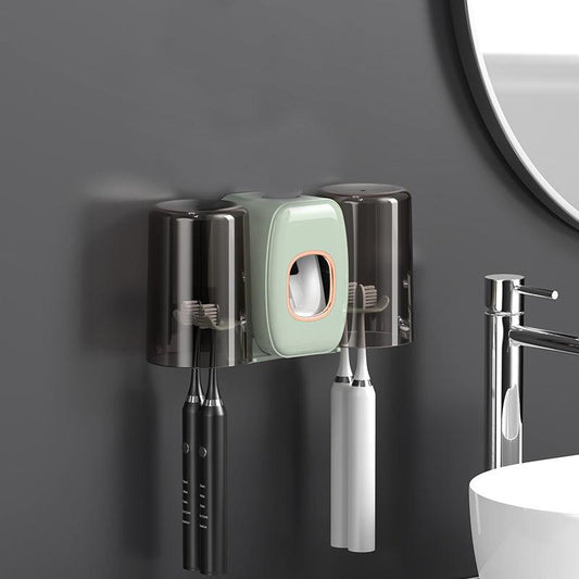 Wall Mounted Toothbrush Holder Set with Automatic Toothpaste Squeeze
