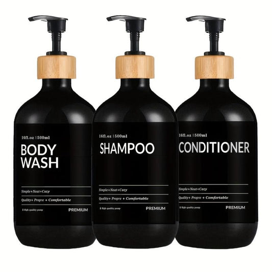 3pcs Shower Soap Dispenser Bottle With Label Countertop Lotion Bottle