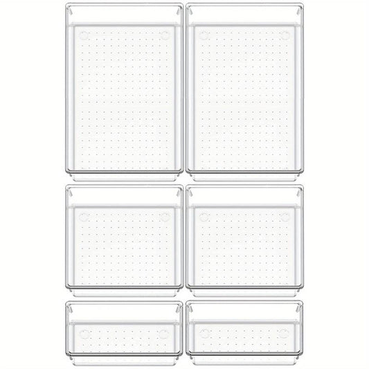 12pcs Drawer Organizer Trays Transparent Plastic Customize Layout Storage Bins