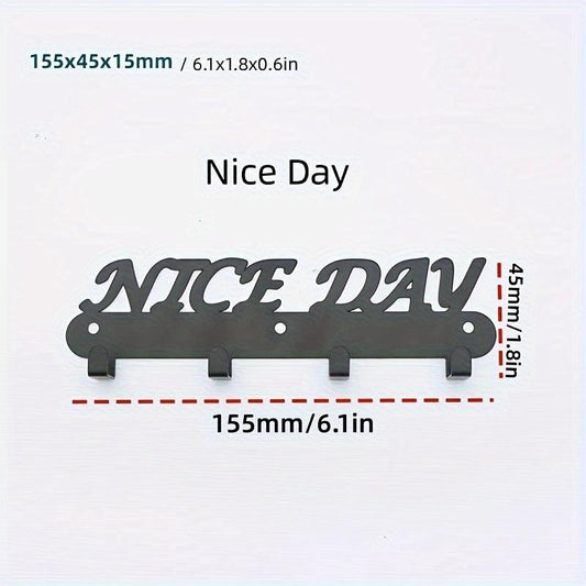 Metal Towel Rack Letter Rack With 4 Hooks Wall Mounted Towel Holder