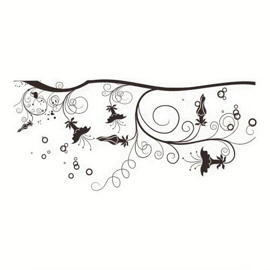 Flower Pattern Toilet Lid Decal Waterproof Self Adhesive Wall Sticker