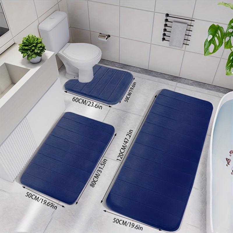 3pcs Memory Foam Mat Set Fast Water Absorbent Bath Mat Non slip