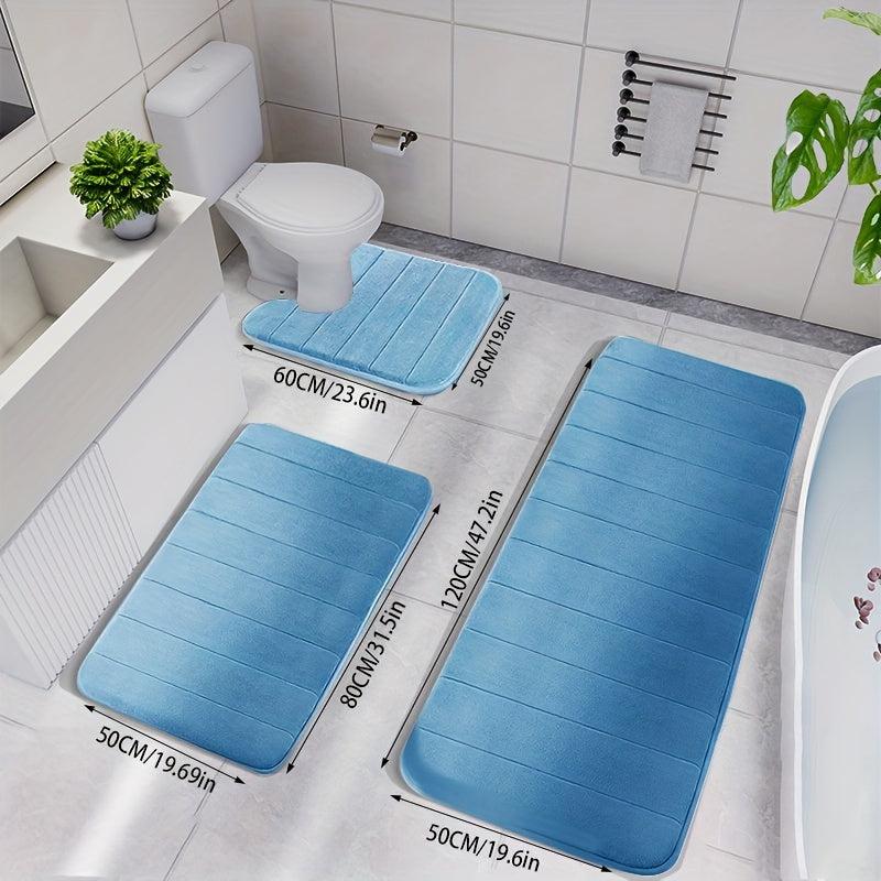 3pcs Memory Foam Mat Set Fast Water Absorbent Bath Mat Non slip