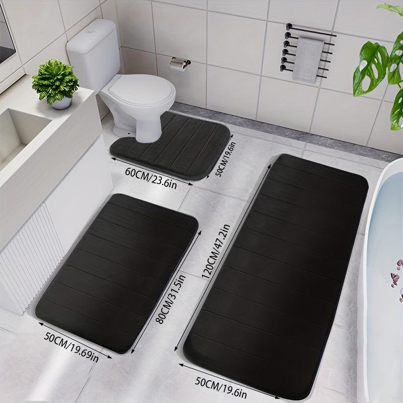 3pcs Memory Foam Mat Set Fast Water Absorbent Bath Mat Non slip