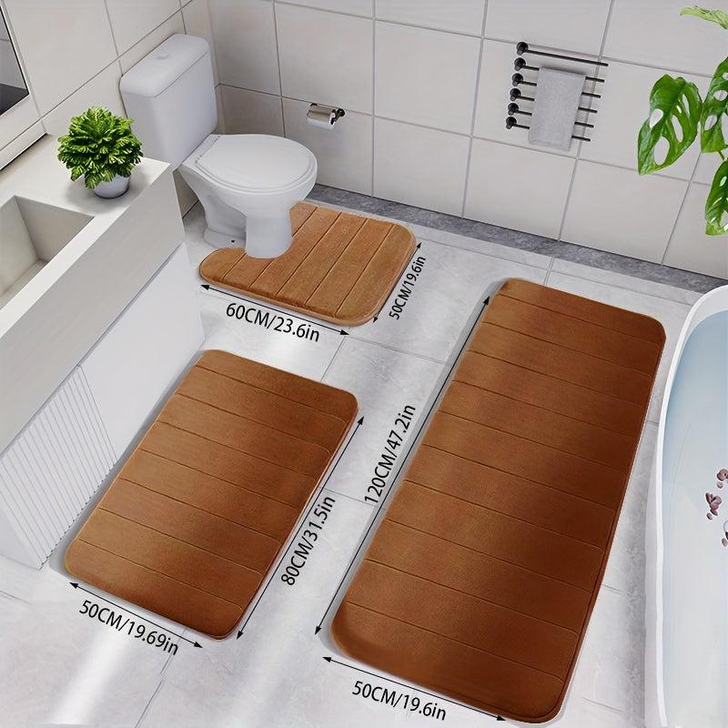 3pcs Memory Foam Mat Set Fast Water Absorbent Bath Mat Non slip