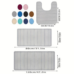 3pcs Memory Foam Mat Set Fast Water Absorbent Bath Mat Non slip
