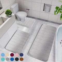 3pcs Memory Foam Mat Set Fast Water Absorbent Bath Mat Non slip