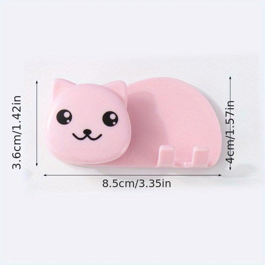 Toothpaste Toothbrush Holder Wall Mounted Bathroom Storage Rack Cat Pattern
