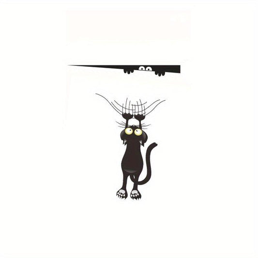 Scratch Cat Bathroom Toilet Sticker Funny Cartoon Cat Wall Decals