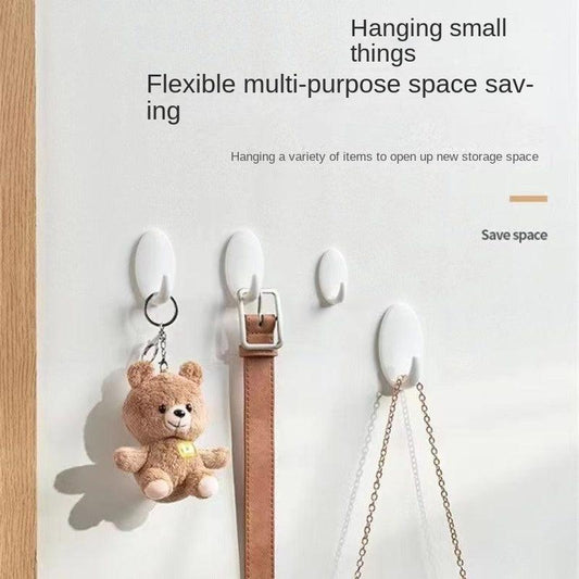6pcs Oval Wall Mounted Hook No Punching Self adhesive Traceless Load bearing