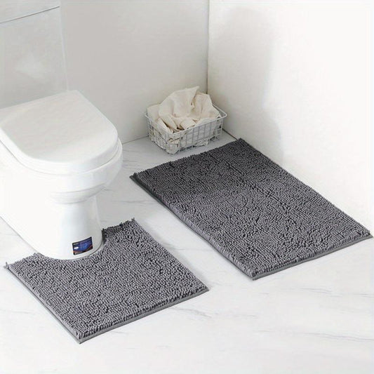 2pcs Non Slip Bathroom Rug Toilet Mat Set Bathroom Decor