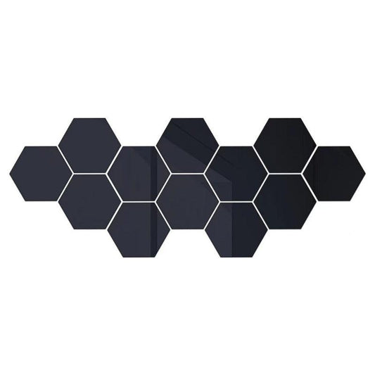 12pcs Hexagon Mirror Sticker Self Adhesive Wall Decals Golden