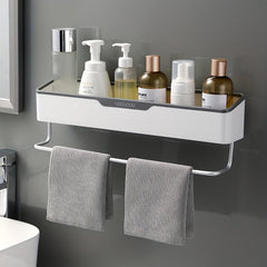 Bathroom Storage Rack with Towel Bar Self Adhesive Wall Mounted Shelf