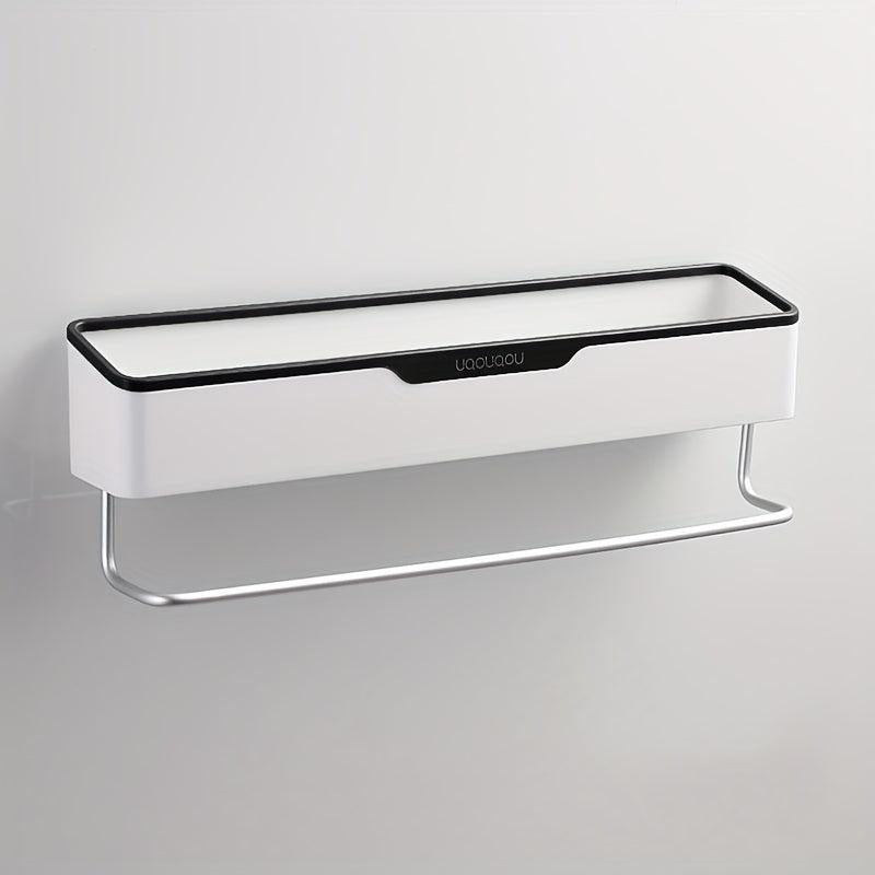 Bathroom Storage Rack with Towel Bar Self Adhesive Wall Mounted Shelf
