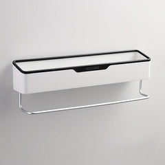 Bathroom Storage Rack with Towel Bar Self Adhesive Wall Mounted Shelf
