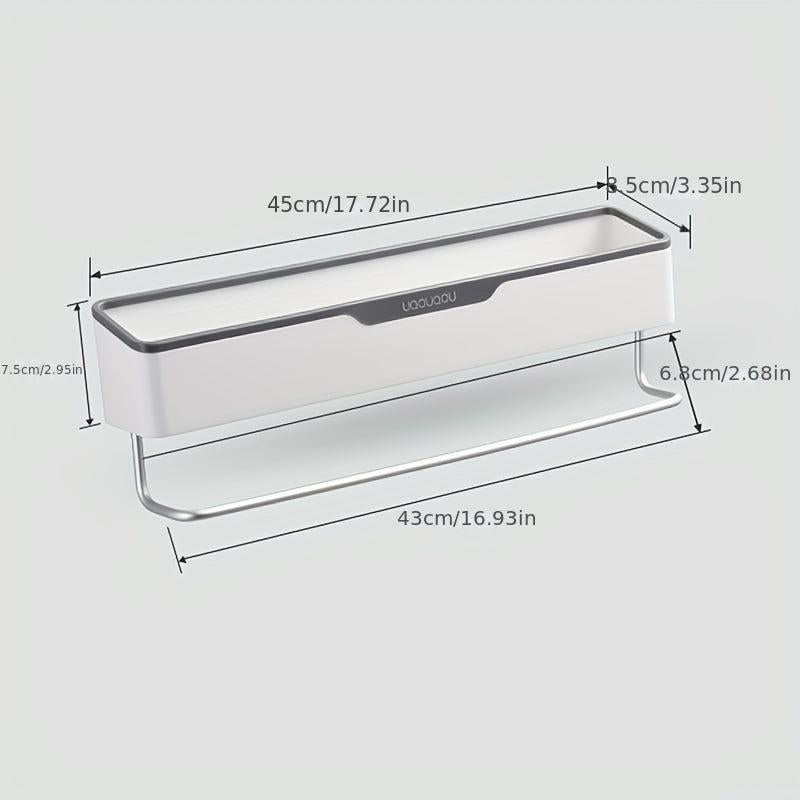 Bathroom Storage Rack with Towel Bar Self Adhesive Wall Mounted Shelf