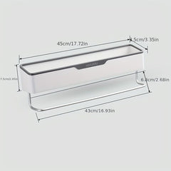 Bathroom Storage Rack with Towel Bar Self Adhesive Wall Mounted Shelf