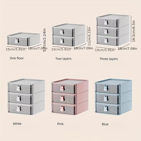 Transparent Bunny Desktop Storage Box for Stationery Cosmetics Jewelry