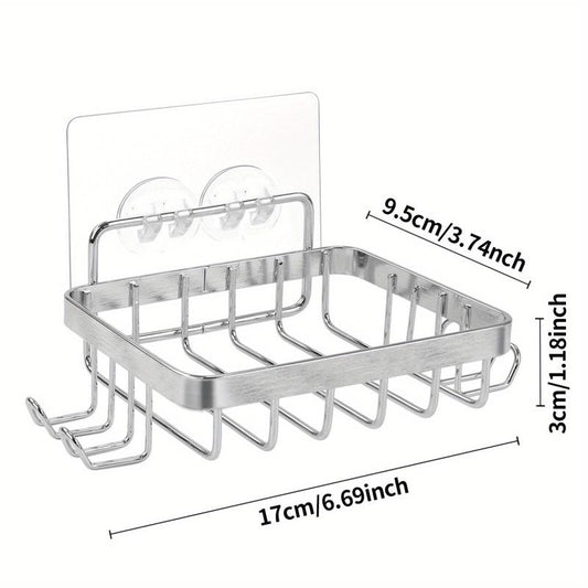 Self Draining Soap Rack with Hooks, Razor Sponge Holder