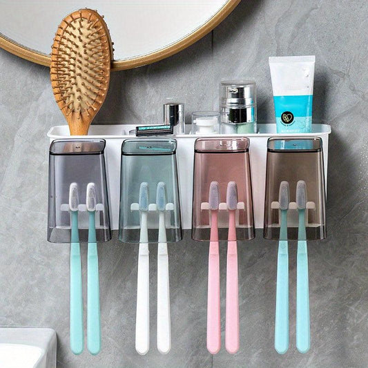 Toothbrush Holder With Gargle Cup Automatic Toothpaste Dispenser