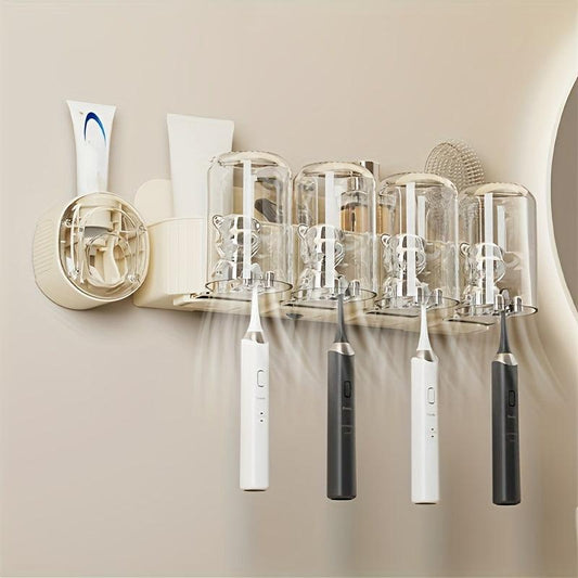Bear Toothbrush Holder Dispenser Wall Mounted Storage Rack