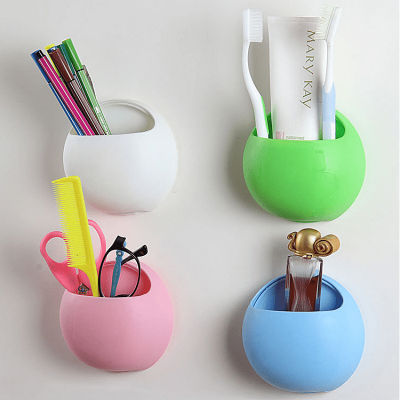 Plastic Toothbrush Holder Wall Mount Storage Rack Organizer Bathroom