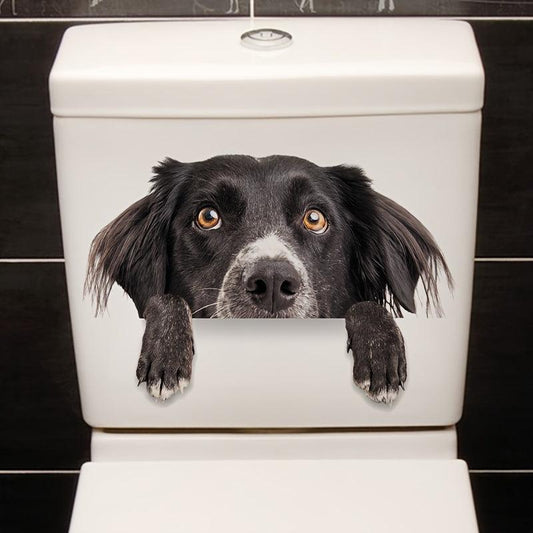 2PC Puppy Decor Toilet Sticker Removable Self adhesive Sticker