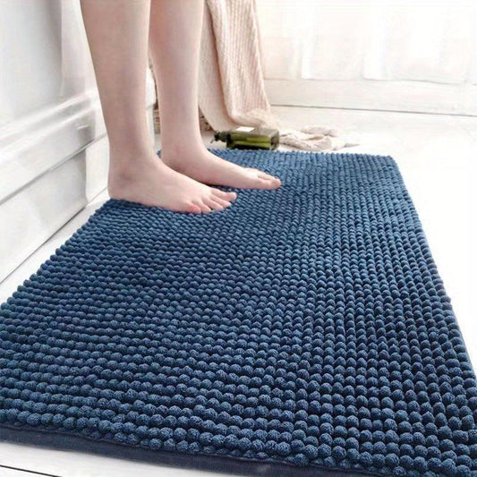 Soft Chenille Bathmat with Antiskid Dots - Water Absorbent Tufted Doormat