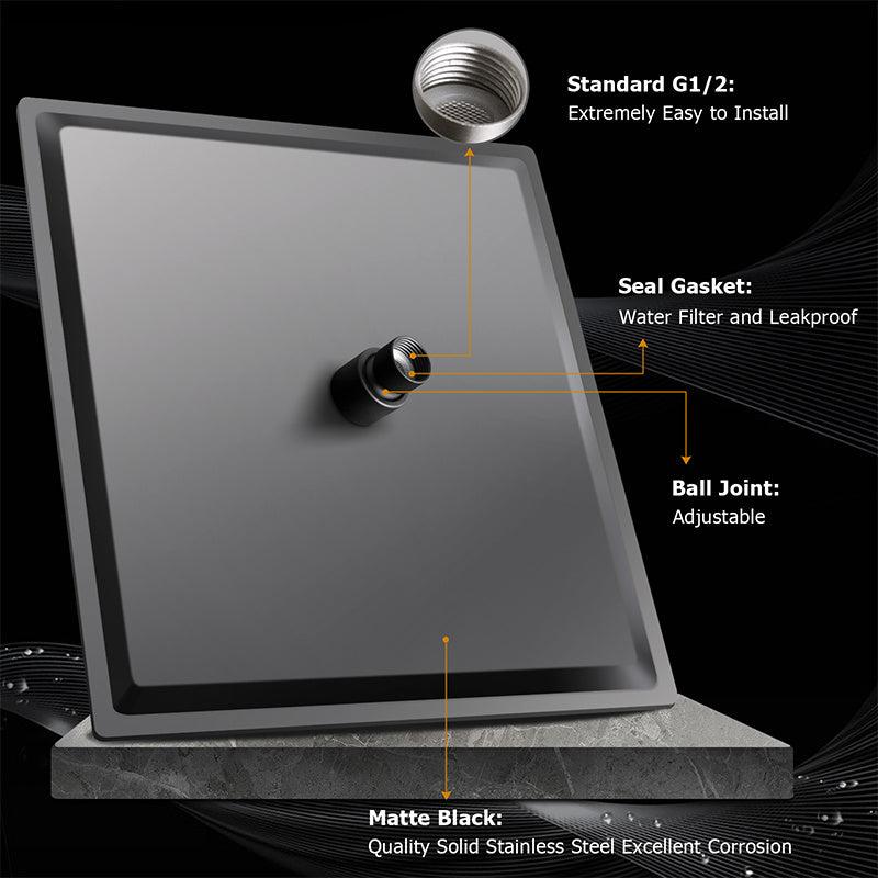 Square Rain Shower Head High Flow Stainless Steel Rainfall ShowerHead
