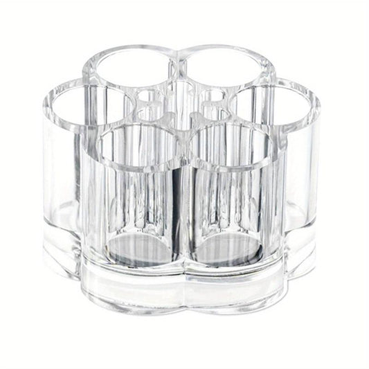 Flower Shaped Acrylic Cosmetic Storage Box Makeup Brush and Lipstick Holder