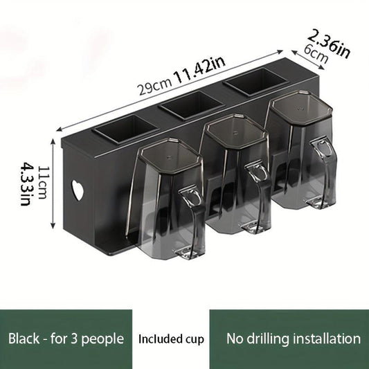 Toothbrush Holder with Gargle Cup Wall Mounted Storage Rack
