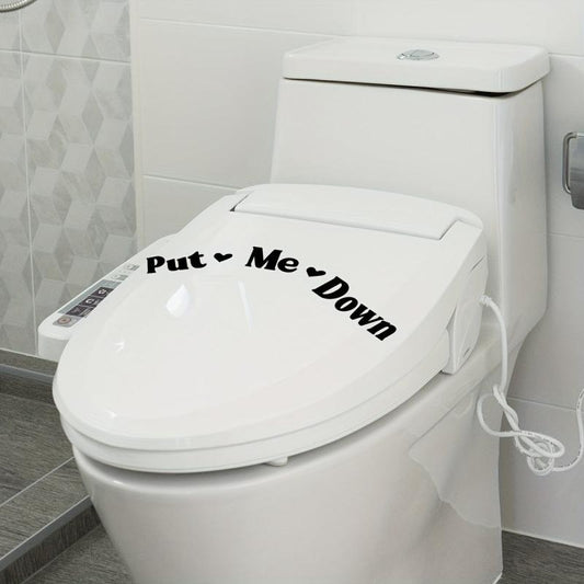 Slogan Pattern Toilet Lid Decal Self Adhesive Wall Sticker Bathroom Decor