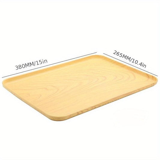 Wood Grain Plastic Serving Tray for Food Reusable Vanity Trays