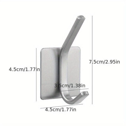 1pc Stainless Steel Wall Hook Adhesive No Punching Metal Coat Hanger