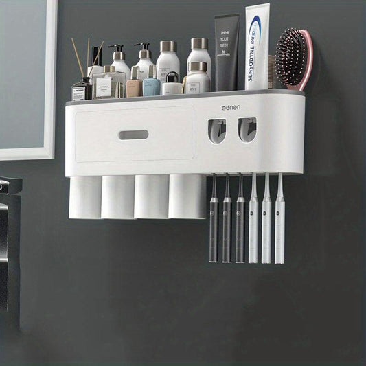 Automatic Toothpaste Dispenser And Toothbrush Holder with Cups