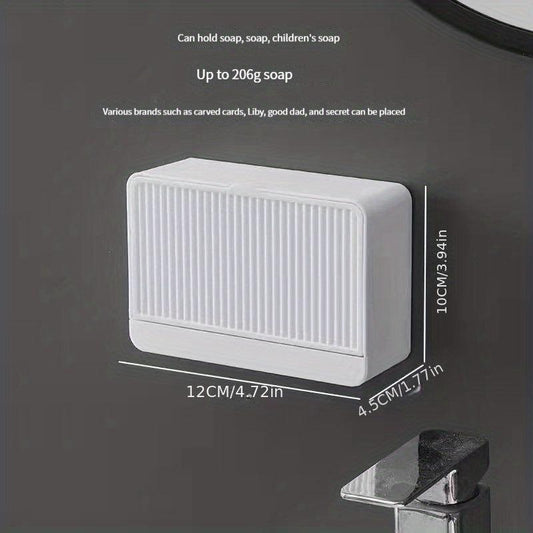 Wall Mounted Soap Dish With Lid Plastic Drain Soap Tray Soap Holder