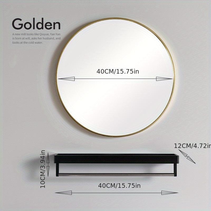 Round Bathroom Mirror Wall Mounted Without Holes 15.75inch