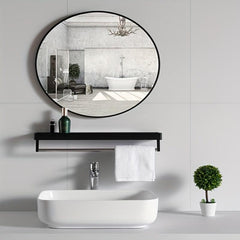 Round Bathroom Mirror Wall Mounted Without Holes 15.75inch
