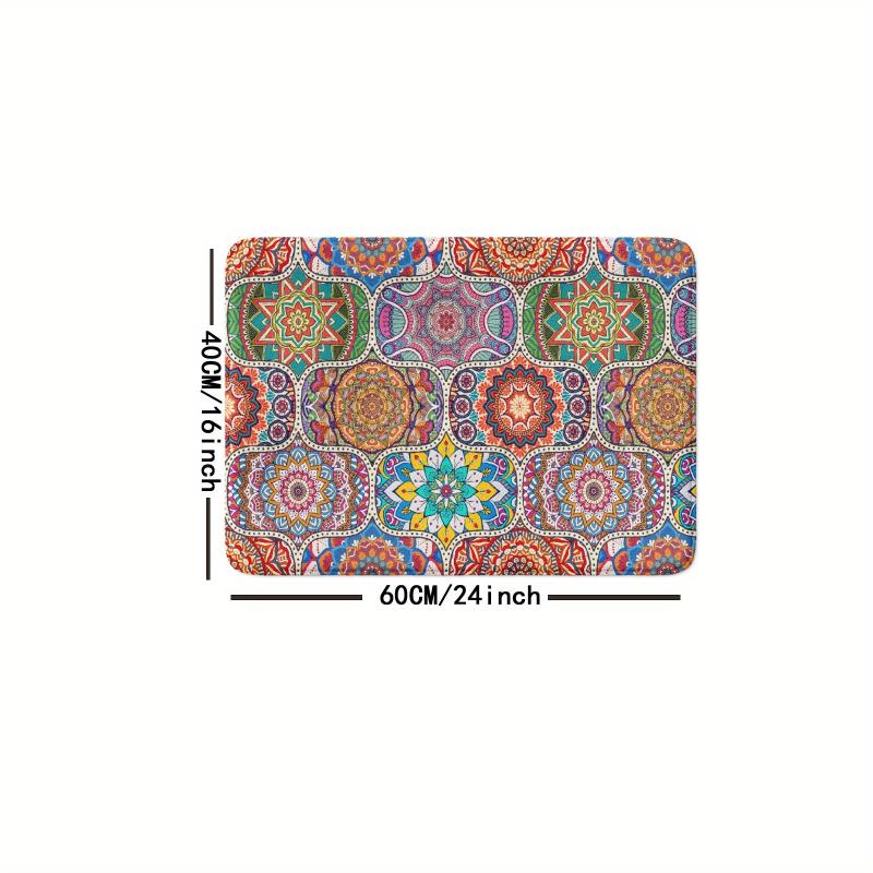 Boho Style Floral Bathroom Non Slip Mat