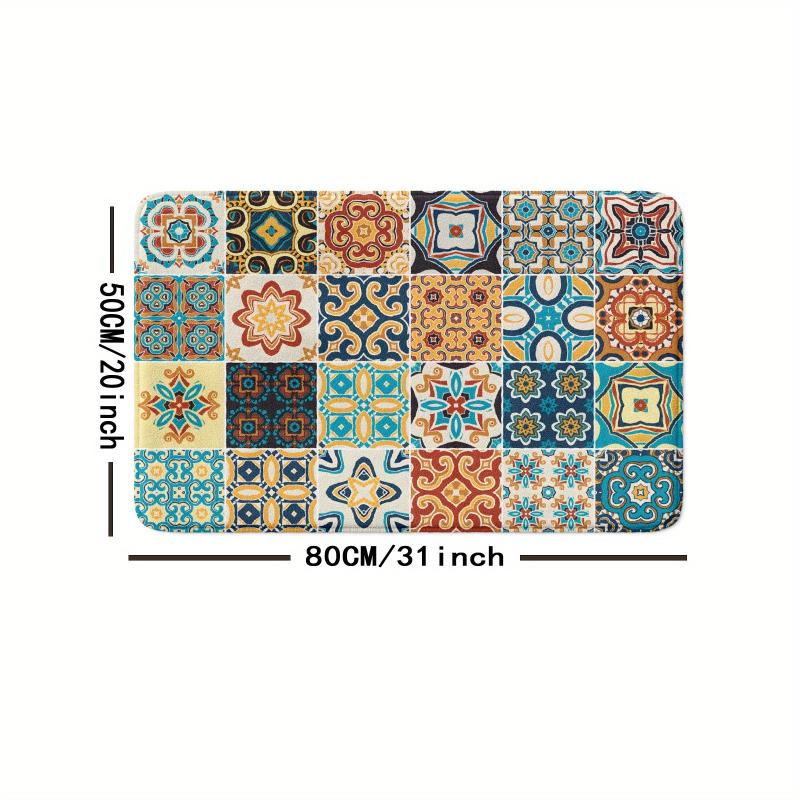 Boho Style Floral Bathroom Non Slip Mat