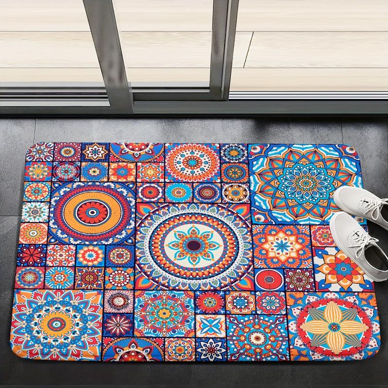 Boho Style Floral Bathroom Non Slip Mat