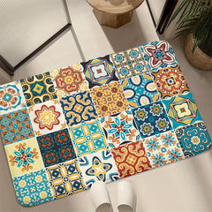 Boho Style Floral Bathroom Non Slip Mat