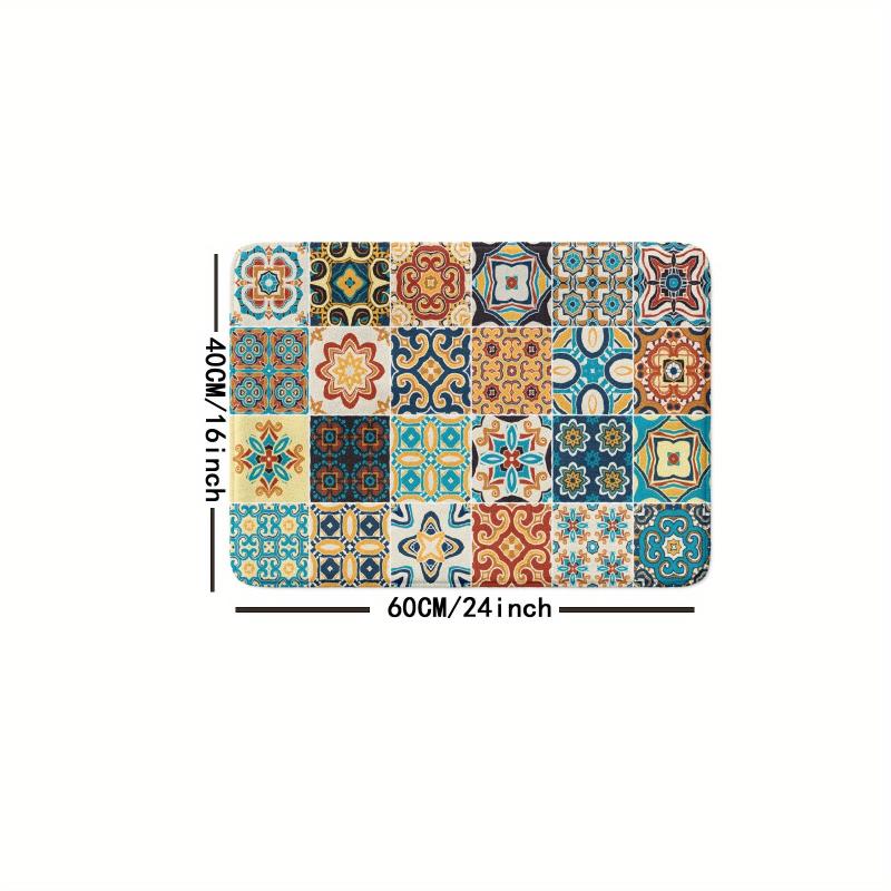Boho Style Floral Bathroom Non Slip Mat