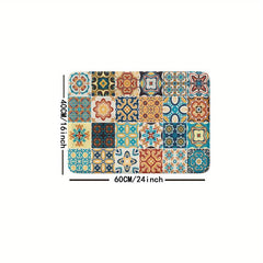 Boho Style Floral Bathroom Non Slip Mat