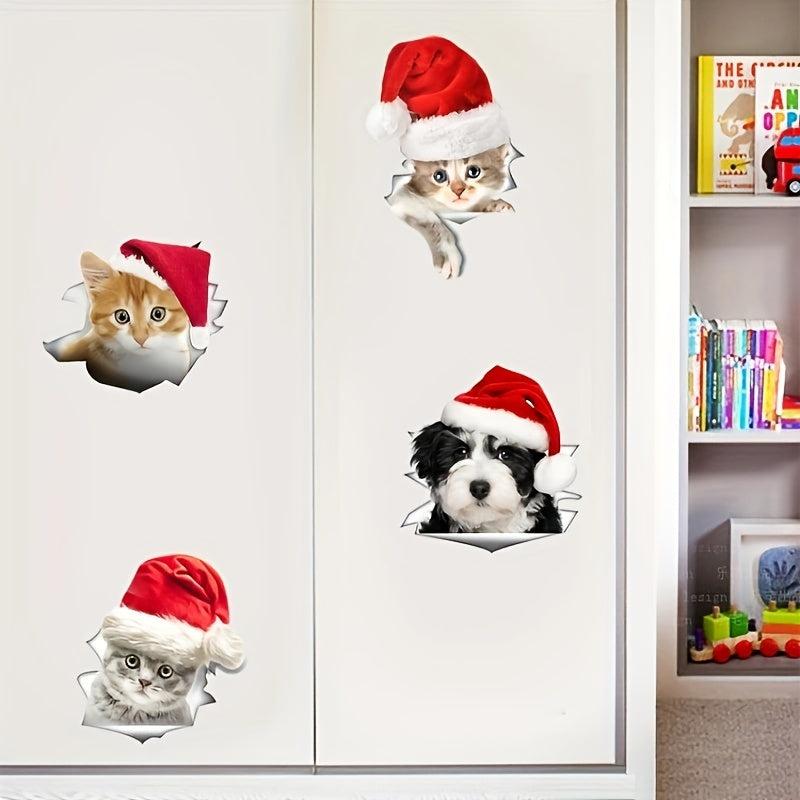 Christmas Toilet Stickers Cat Showcase Home Decor Cartoon Sticker